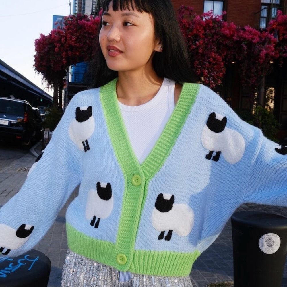 Debut 3D Sheep Knit Sweater Size S/M